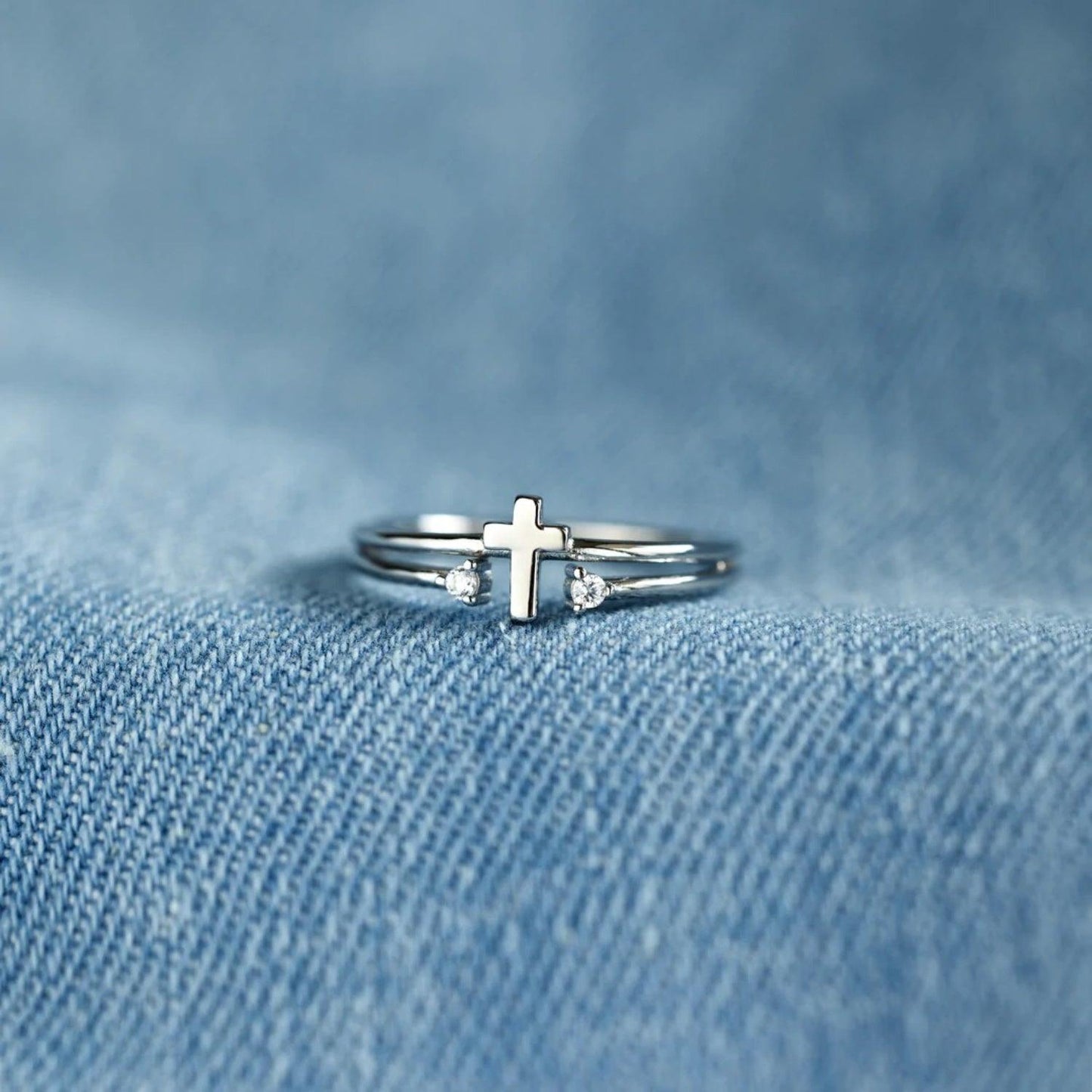 925 Sterling Silver Cross Ring Silver One Size