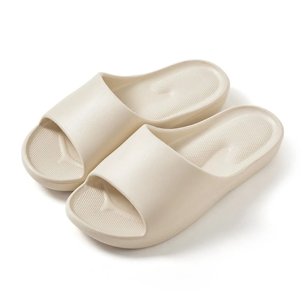 Open Toe Flats Slippers Cream