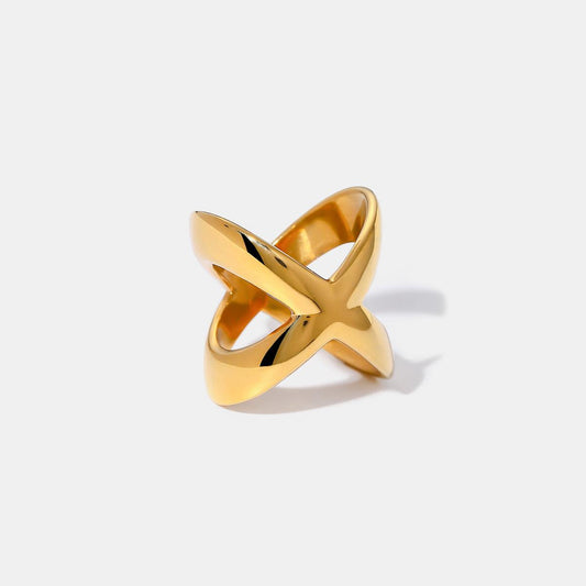 18K Gold-Plated Crisscross Ring Gold 7