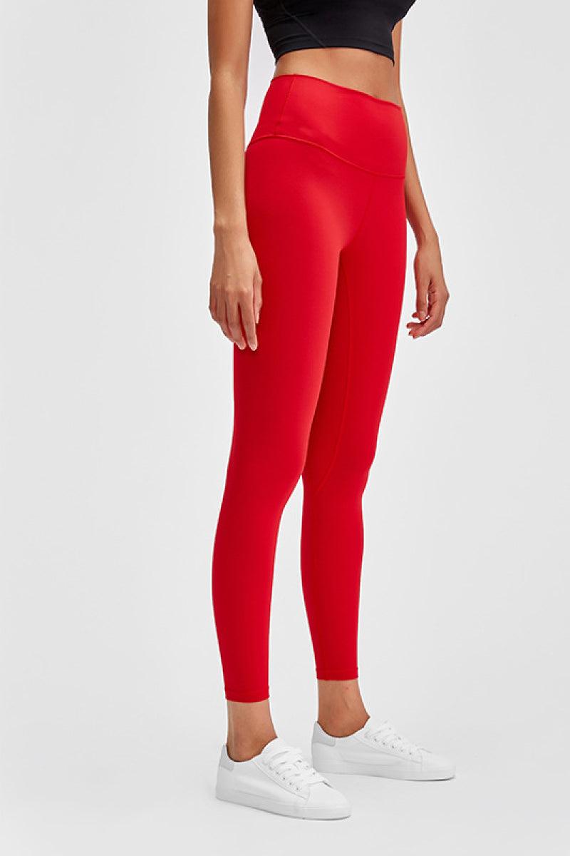 Millennia Wide Seamless Band Waist Sports Leggings Red