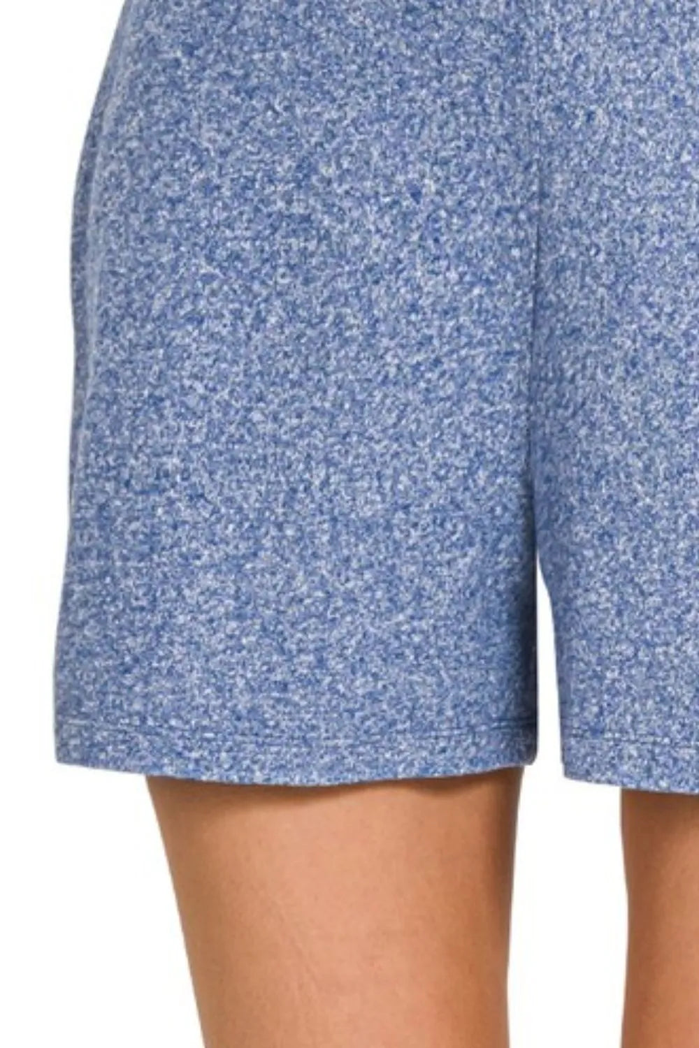 Zenana Soft Melange Hacci Elastic Waisted Shorts