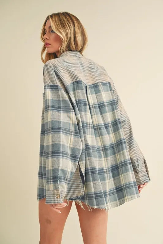 Aemi + Co Plaid Button Down Flannel Shirt