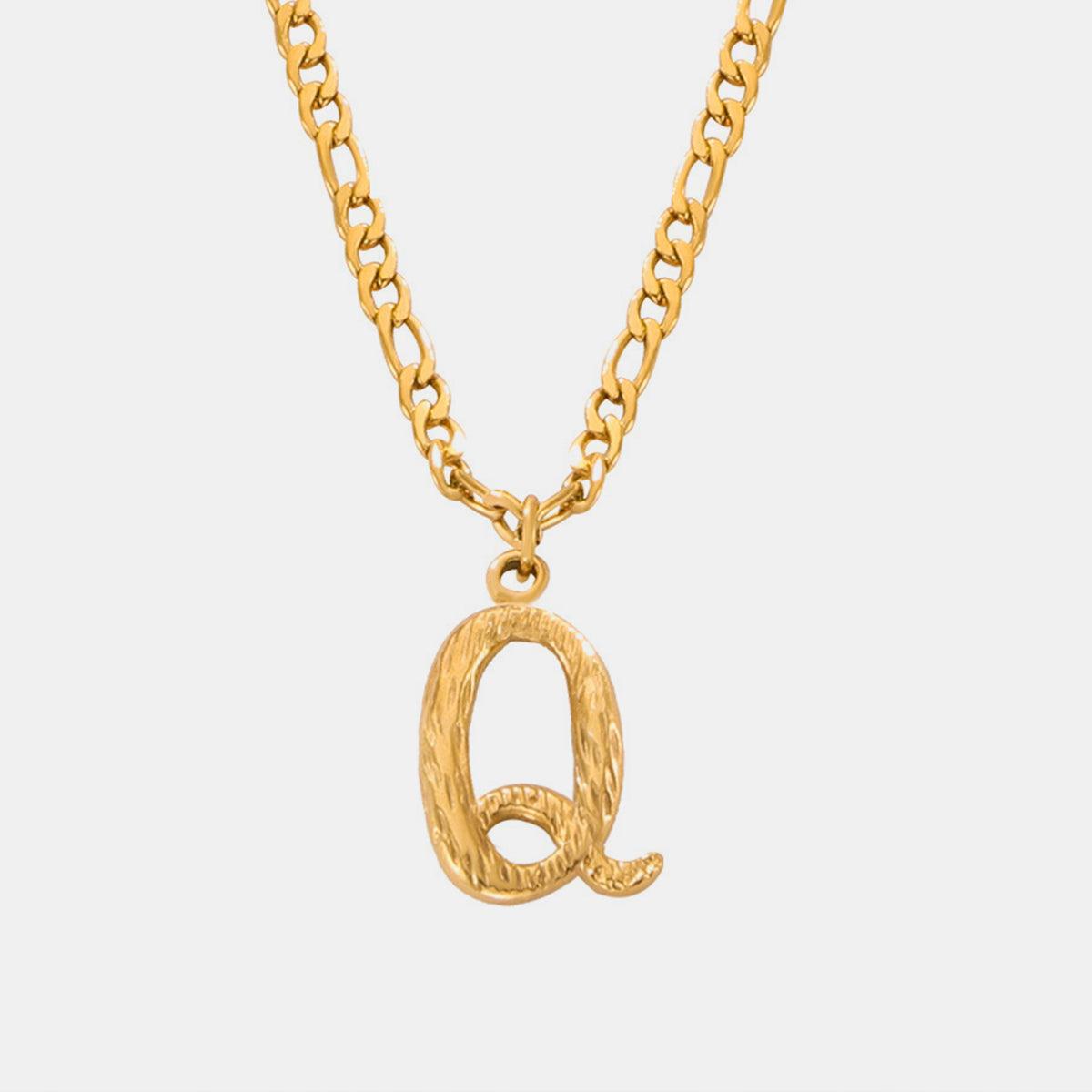 Titanium Steel Letter Pendant Necklace Style Q One Size