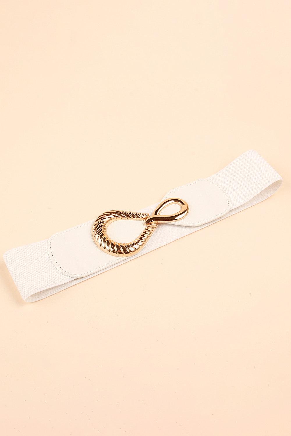 Ribbed Alloy Buckle Elastic Belt