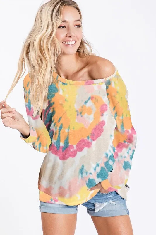 BiBi Tie Dye Print Knit Top
