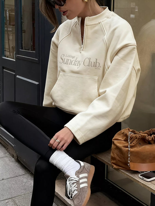 Quarter Zip Raglan Sleeve Sweatshirt