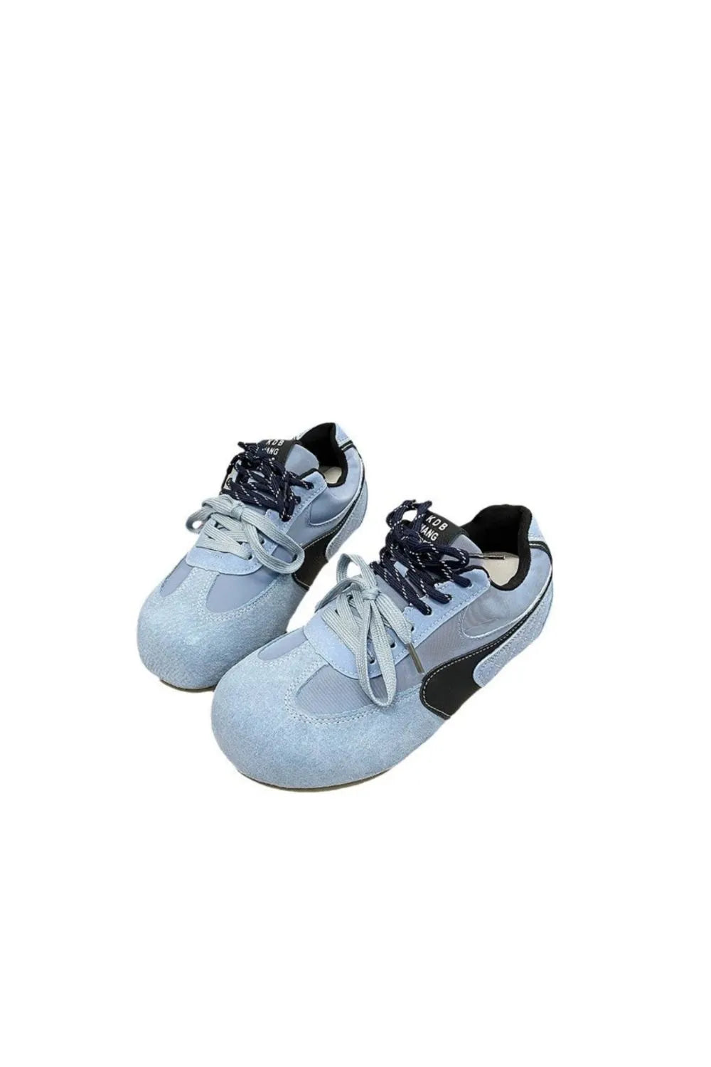 Lace Up Round Toe Flat Sneakers Pastel Blue
