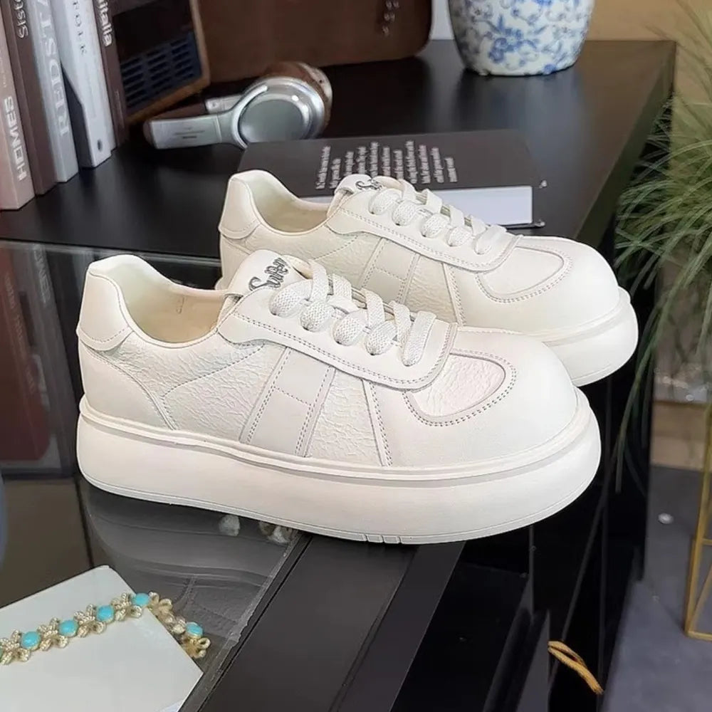 Round Toe Lace Up Platform Sneakers
