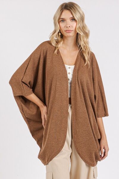 Mittoshop Open Front Batwing Sleeve Cardigan Brown