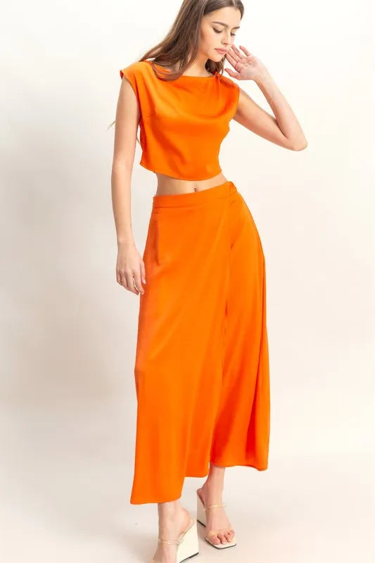 HYFVE Sleeveless Top and Maxi Skirt Set ORANGE