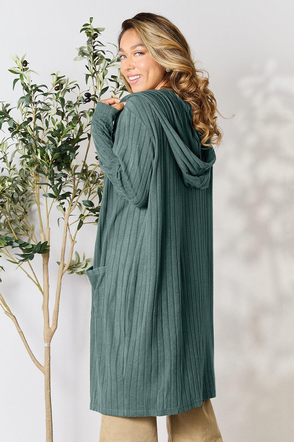 Basic Bae Full Size Hooded Sweater Cardigan for Ultimate Comfort