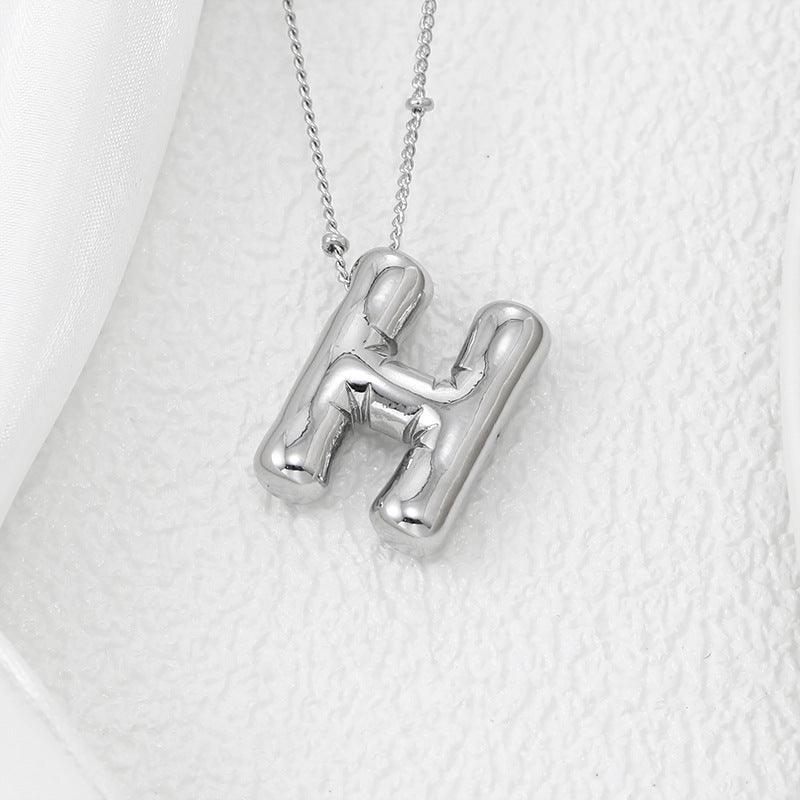 Copper Bubble Letter Pendant Necklace Style H One Size