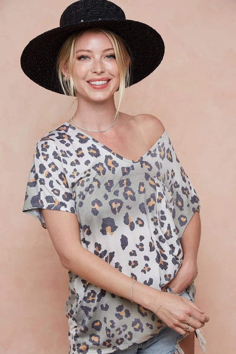 BiBi Tie Dye Leopard Printed Jersey with Front Pocket