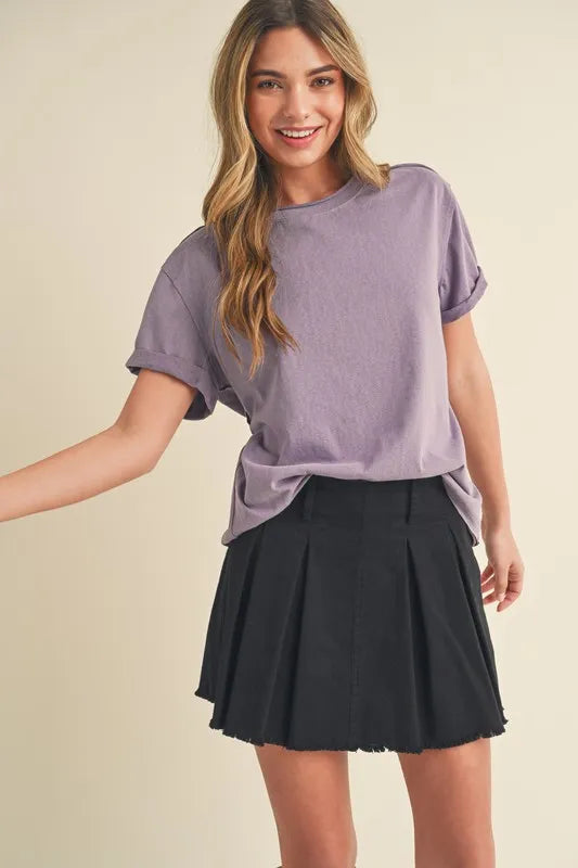 Aemi+Co Pleated Denim Mini Skirt