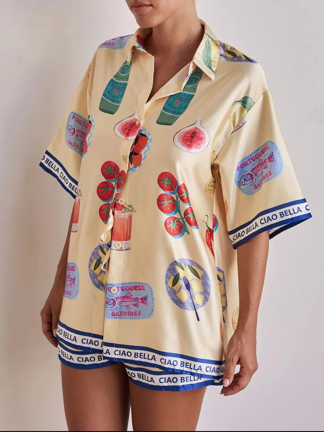 Printed Button Up Top and Shorts Set