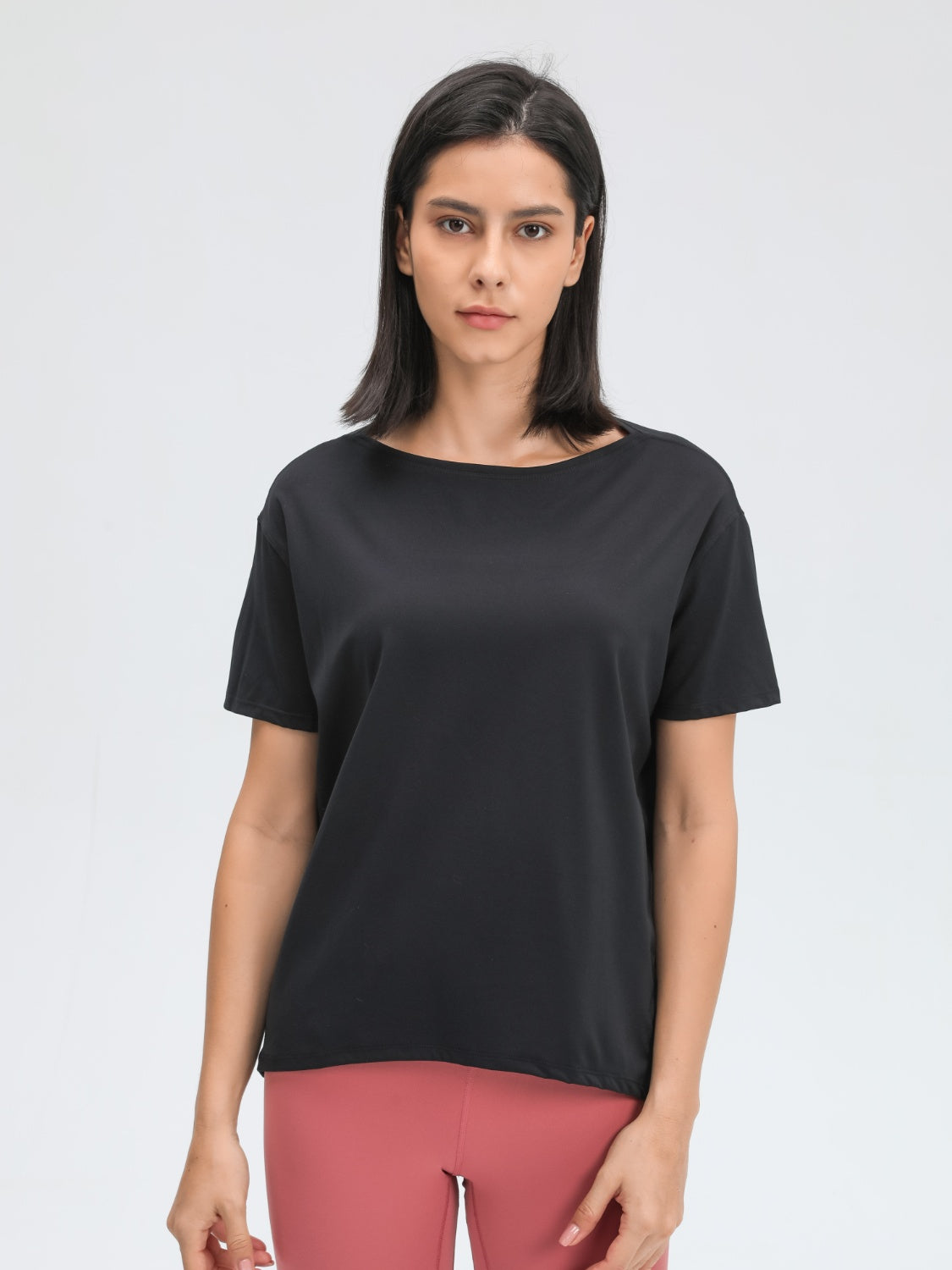 Millennia Round Neck Short Sleeve Active T-Shirt Black