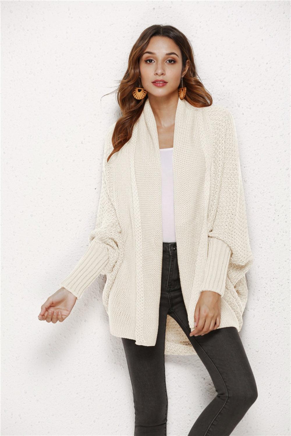 Angel Wings Open Front Batwing Sleeve Cardigan Ivory One Size