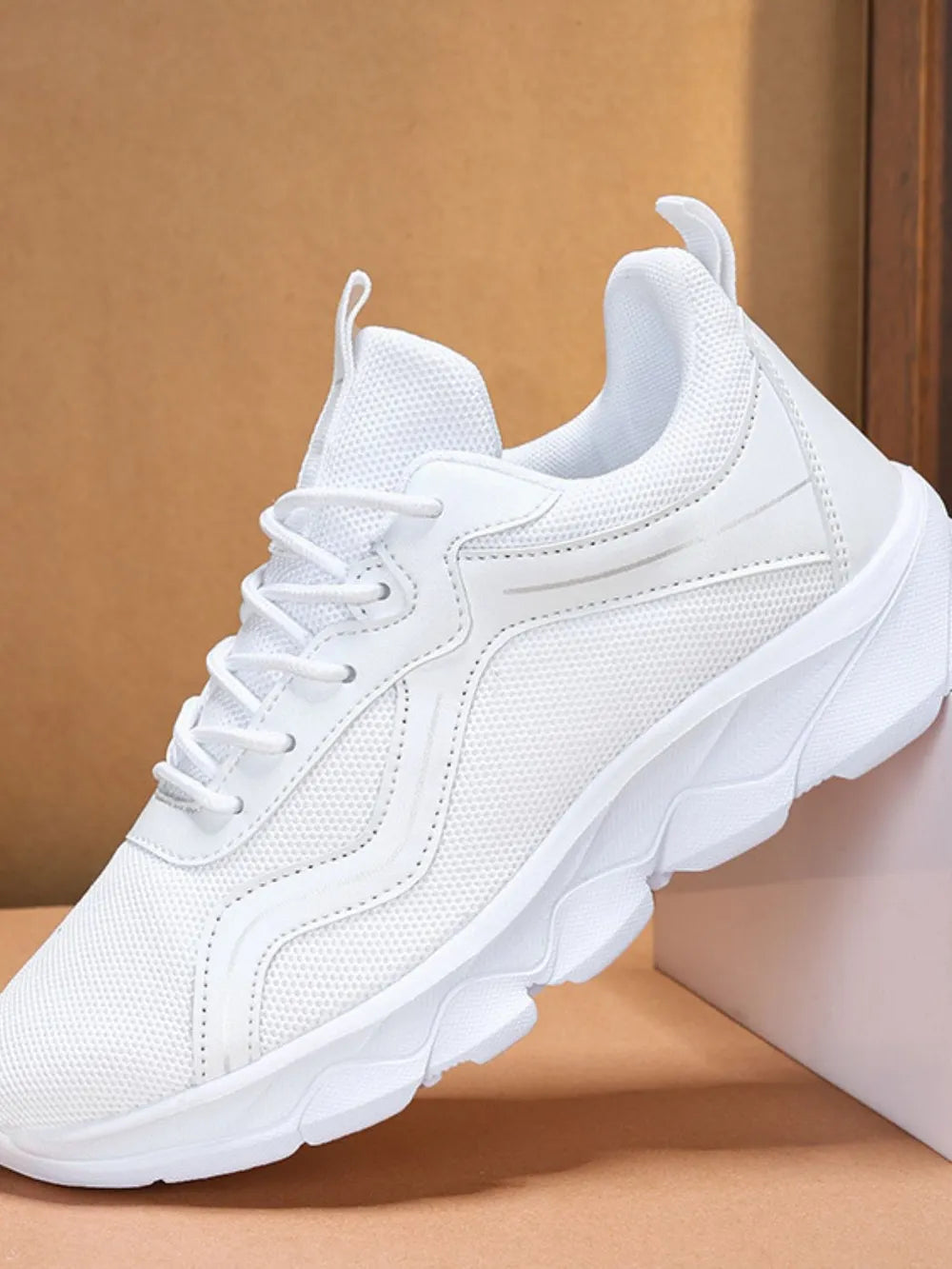Lace Up Mesh Round Toe Platform Athletic