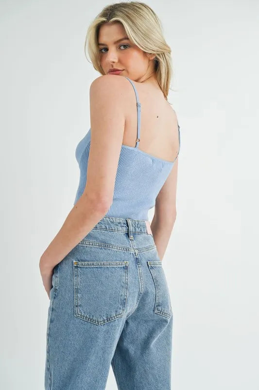 MABLE Scalloped Edge Ribbed Knit Cami