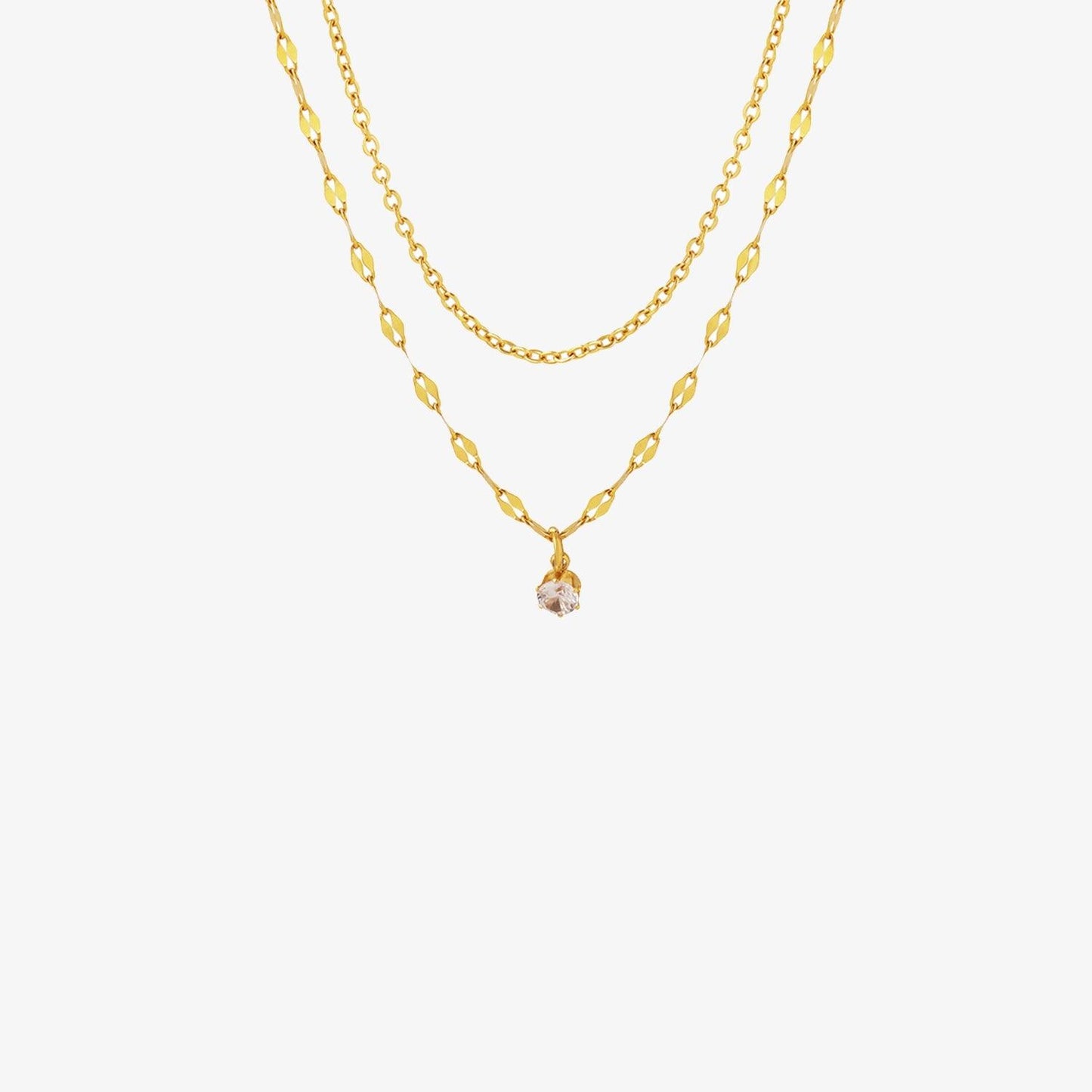Titanium Steel Double-Layered Necklace Gold One Size