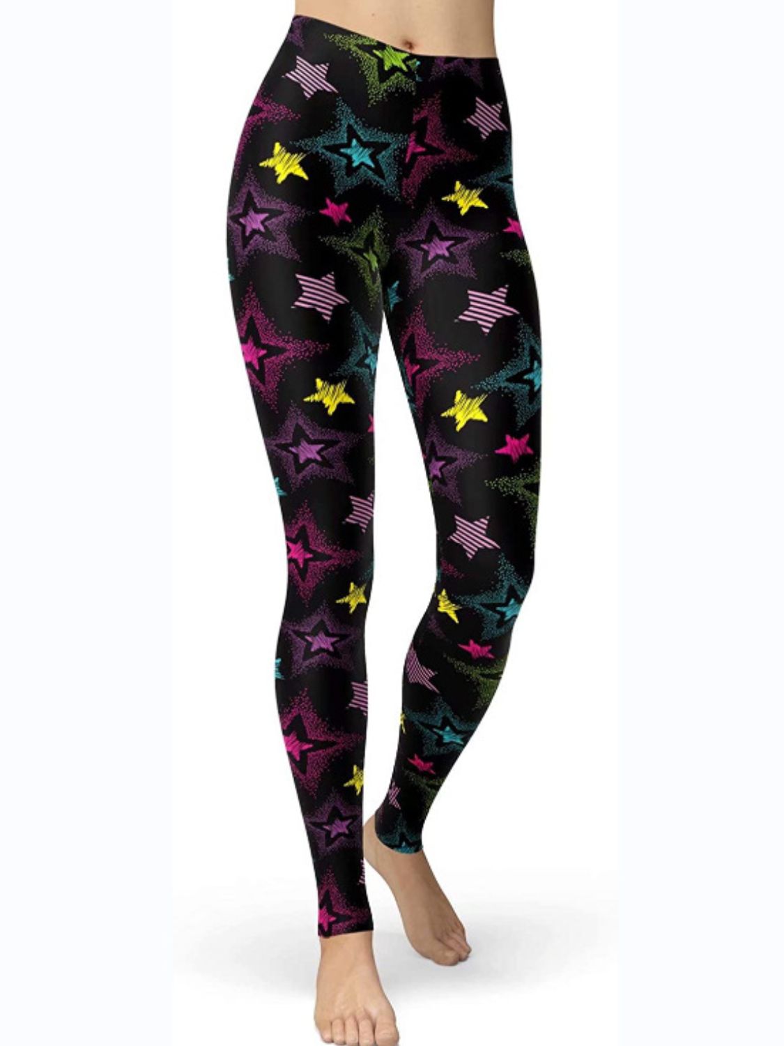 Abstract Print High Waist Active Leggings Black