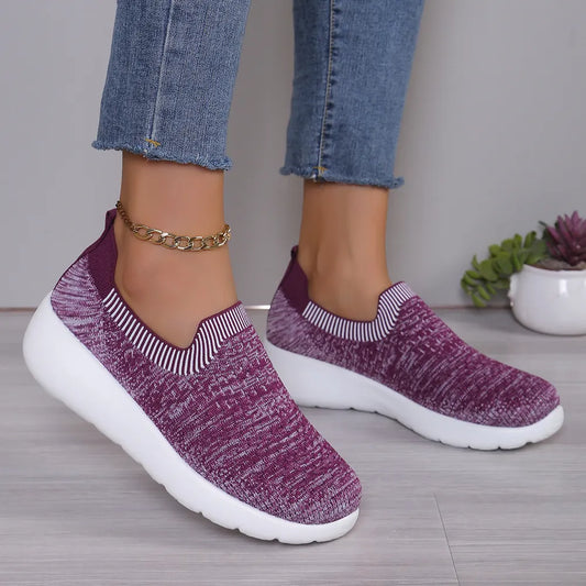 Breathable Round Toe Mesh Slip-On Mauve