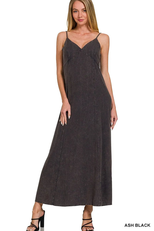 Zenana Mineral Washed Rayon Challis Cami Dress