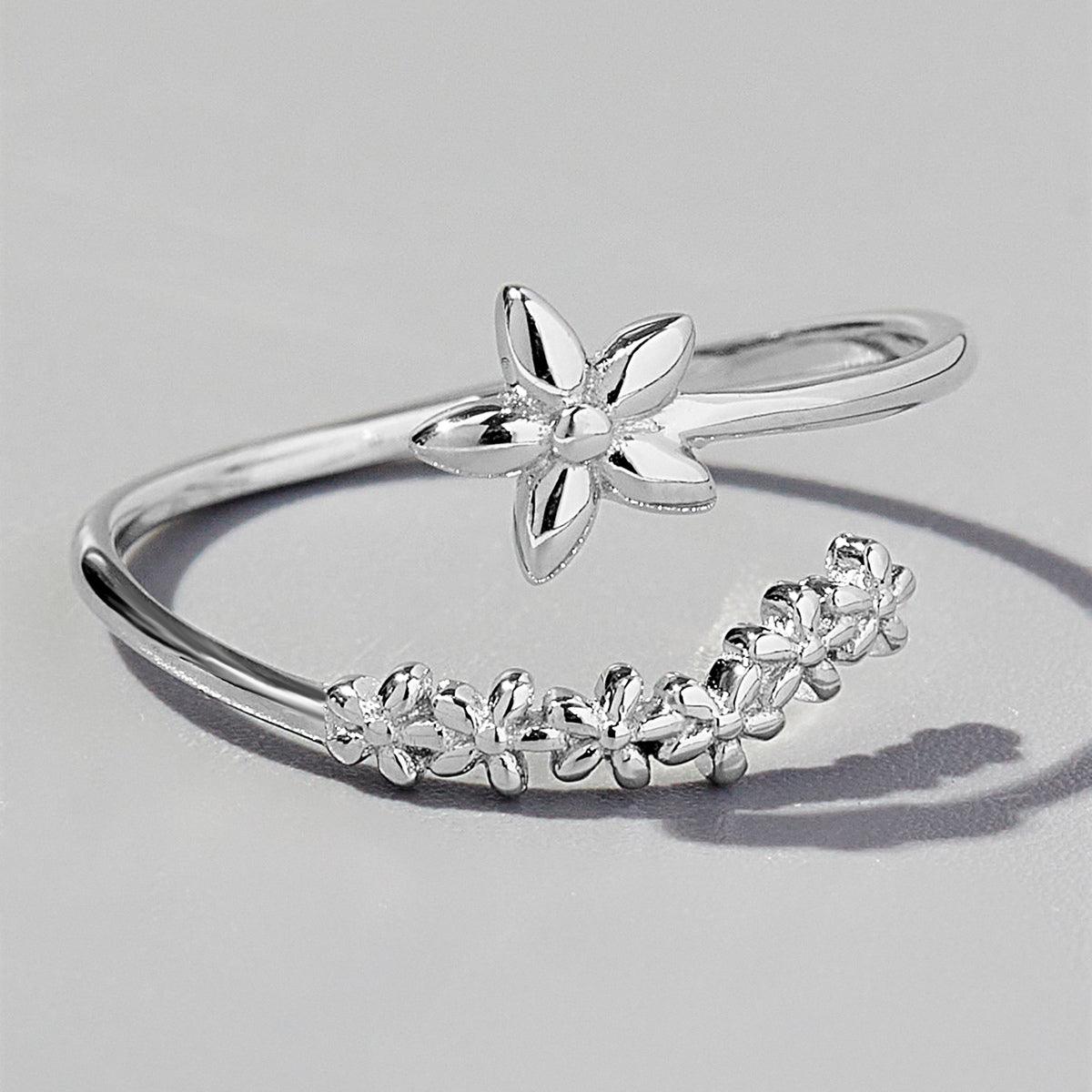 925 Sterling Silver Flower Ring Silver