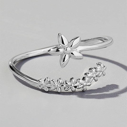925 Sterling Silver Flower Ring Silver