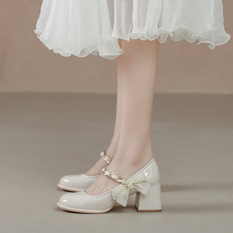 Round Toe Block Heels Pumps
