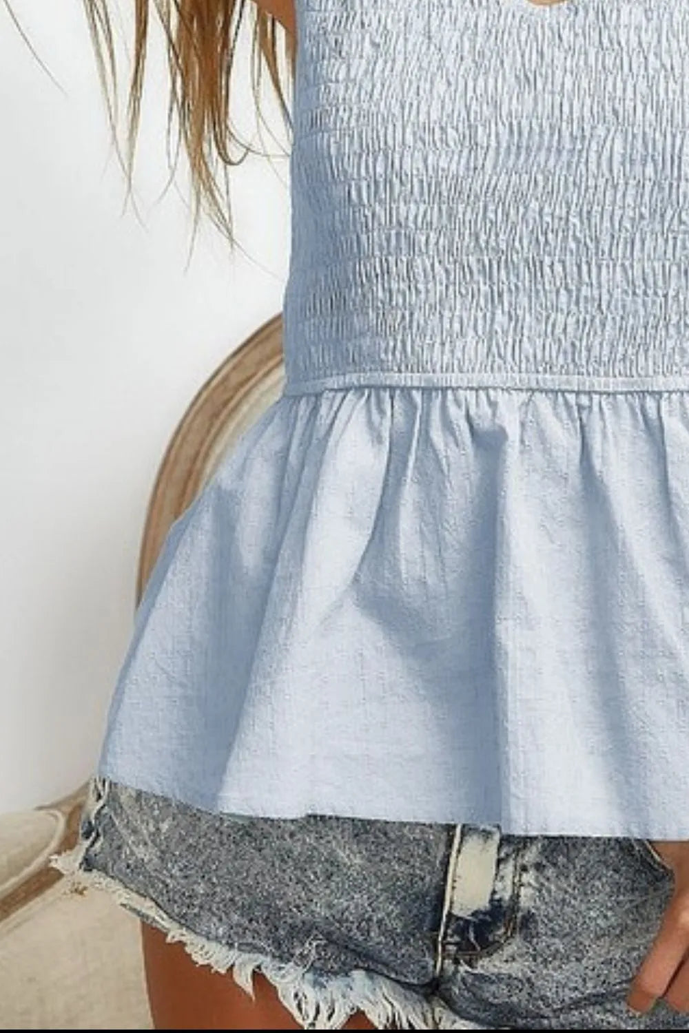 BiBi Eyelet Woven Sleeveless Elasticized Top