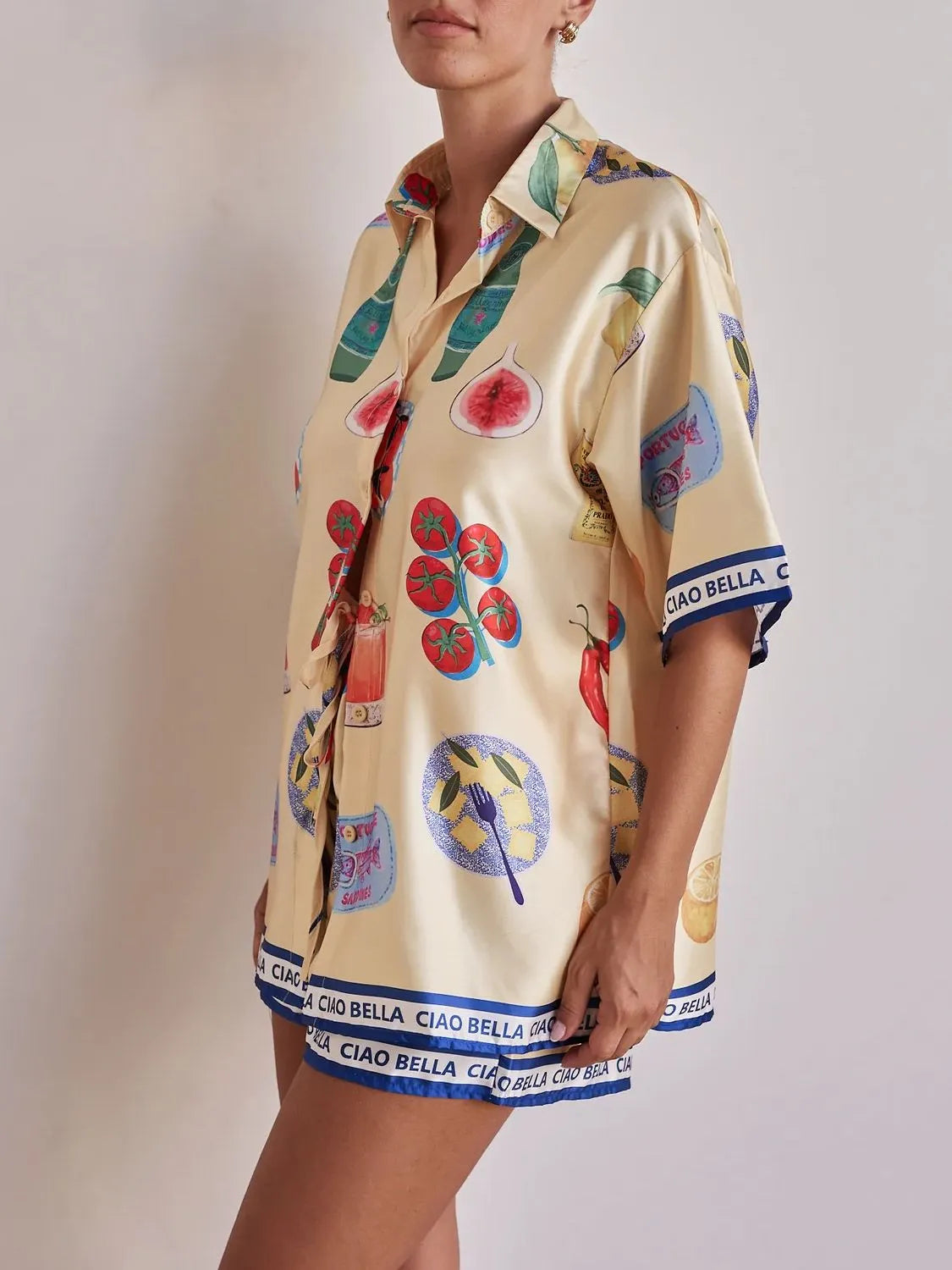 Printed Button Up Top and Shorts Set