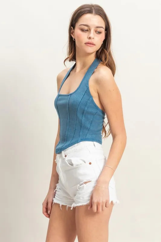 HYFVE Mineral Wash Halter Neck Everyday Top