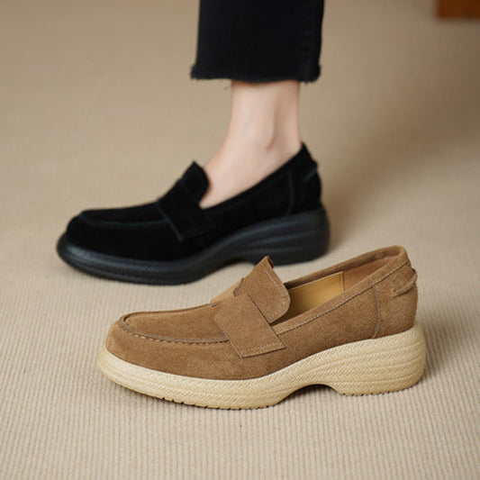Women's Skull Print Wedge Slip-On Shoes – Round Toe High-Top Platform Loafers