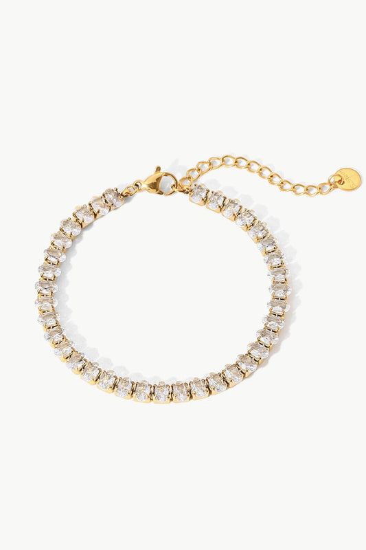 Inlaid Zircon 18K Gold Plated Bracelet Gold One Size