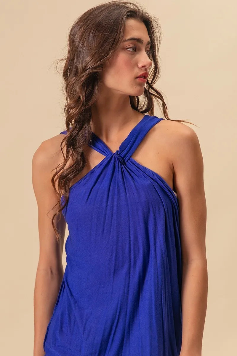 BiBi Rayon Span Jersey Knit Halter Neck Tank Top