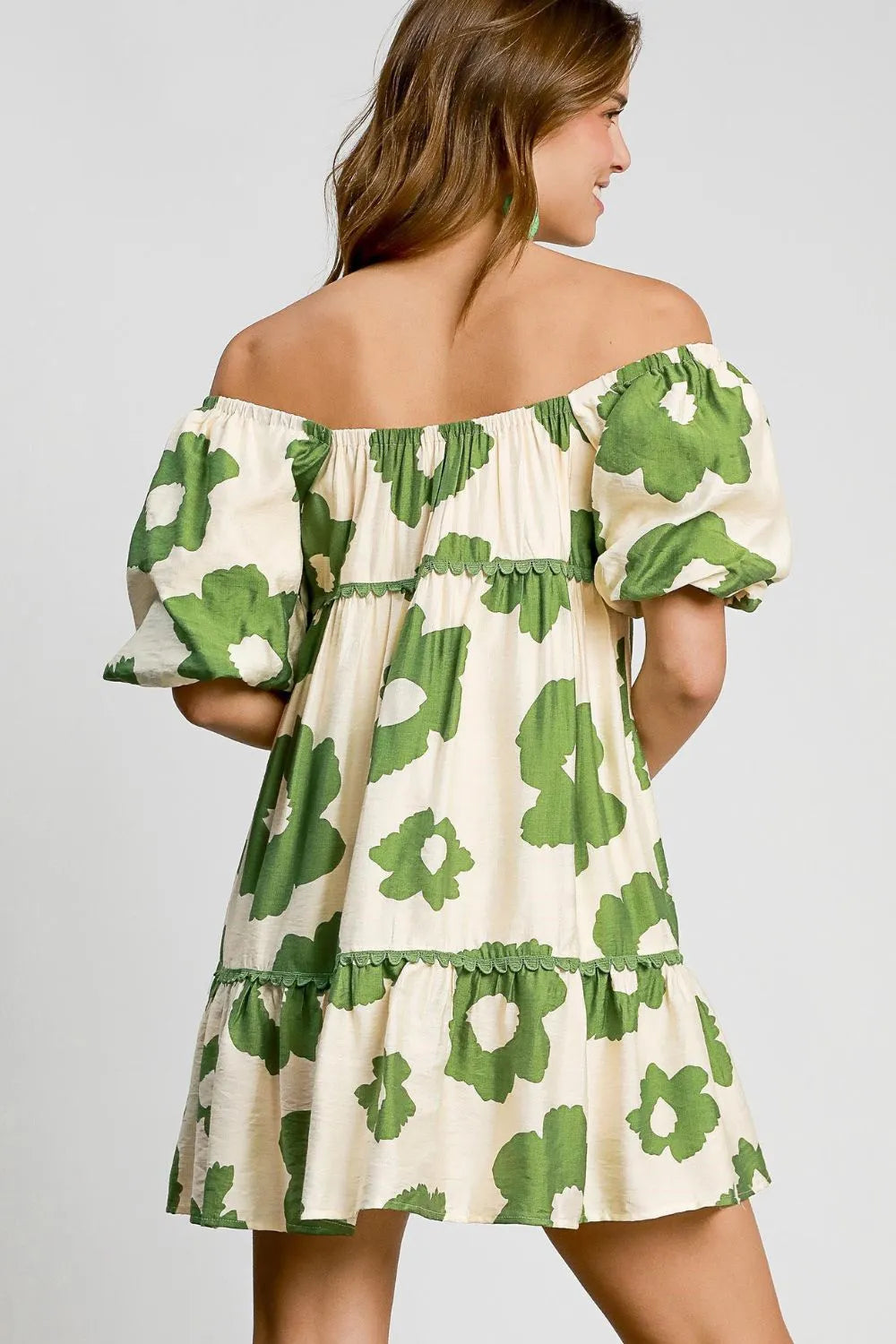 Umgee Full Size Contrast Floral Short Sleeve Mini Dress Plus Size
