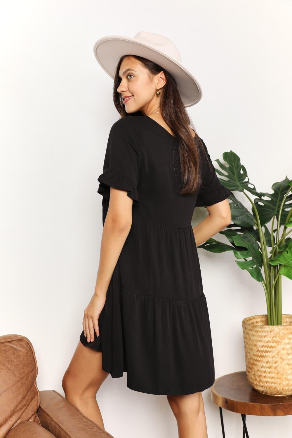 Double Take V-Neck Flounce Sleeve Dress for Effortless Style