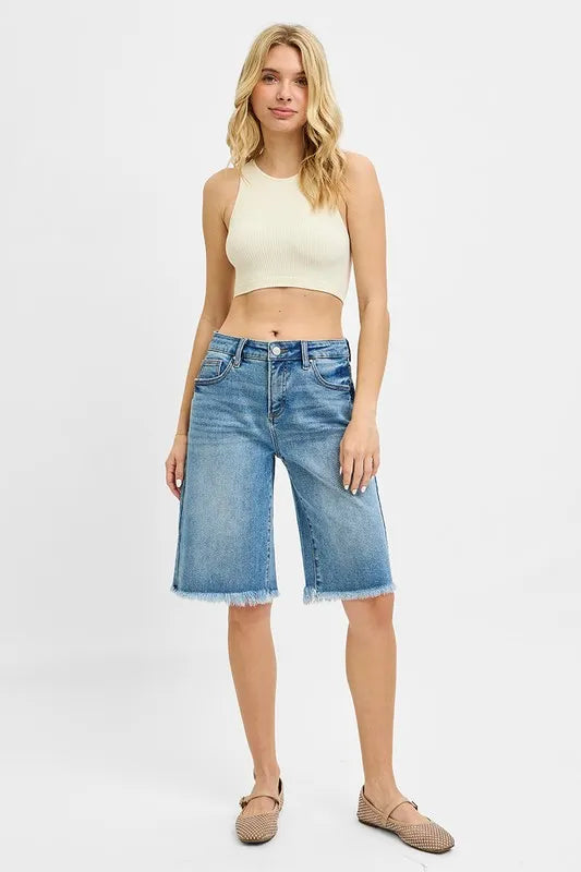 RISEN Full Size Tummy Control Mid Rise Fit Bermuda Plus Size