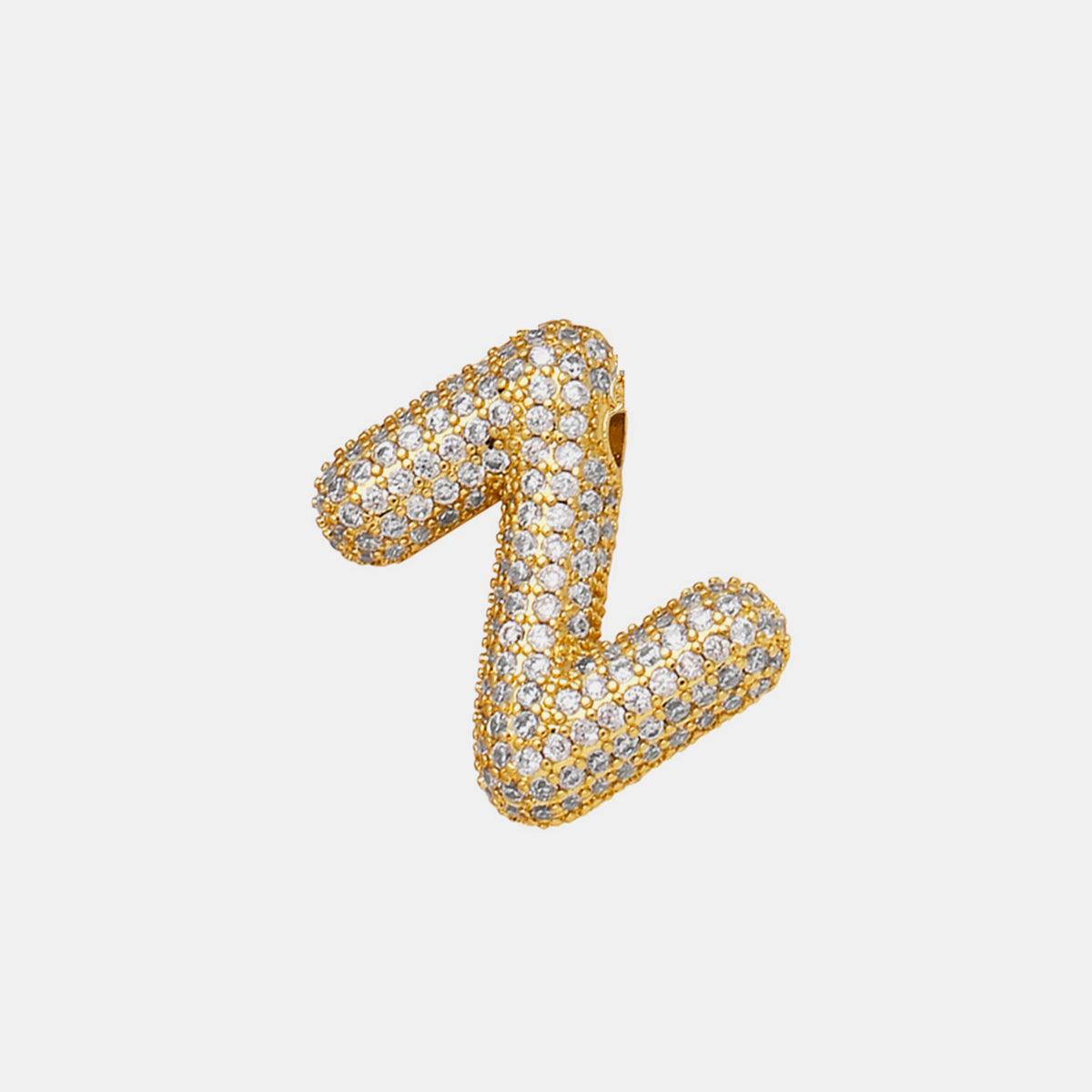 Inlaid Zircon Bubble Initial Necklace Style Z One Size