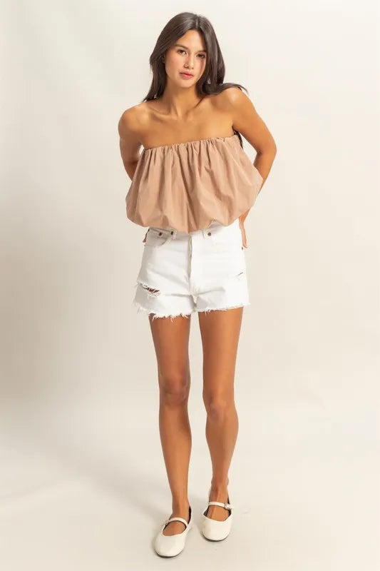 HYFVE Trendy Strapless Bubble Top