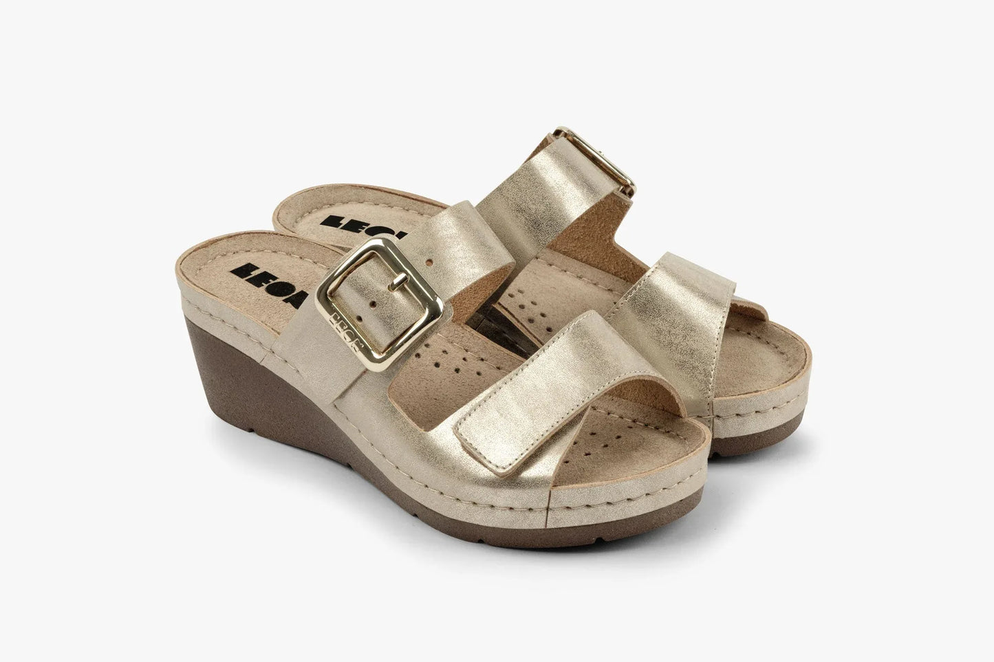 Amara by LEON- Women’s Leather Sandals- Adjustable Comfort Sandals with Gel-Insole