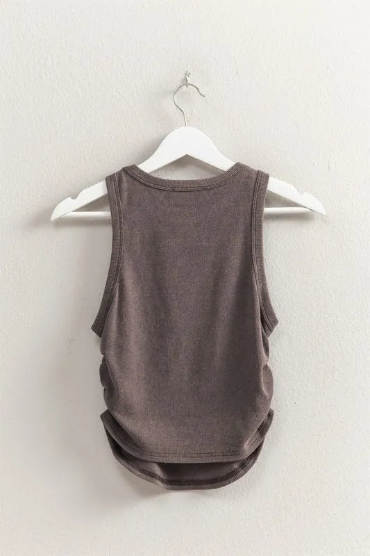 HYFVE Mineral Wash Rib Knit Tank CHARCOAL