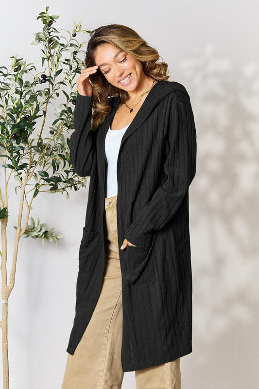 Basic Bae Full Size Hooded Sweater Cardigan for Ultimate Comfort