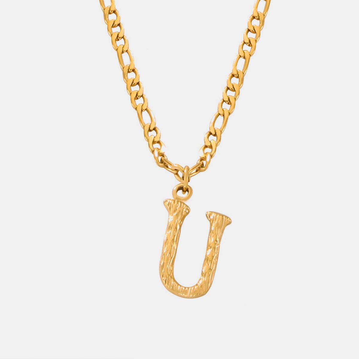 Titanium Steel Letter Pendant Necklace Style U One Size