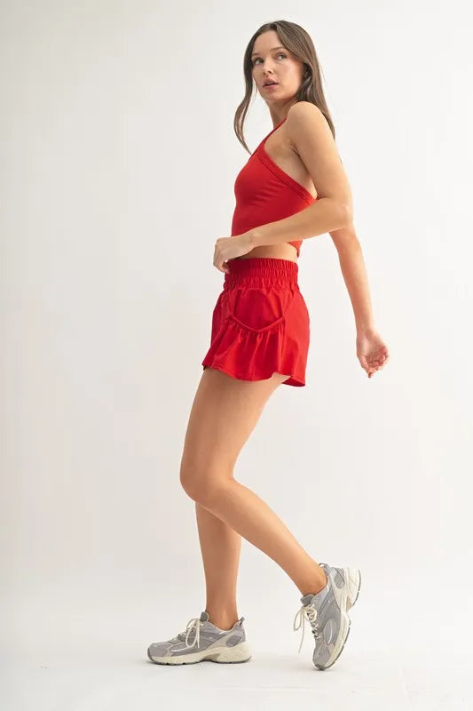 MONO B Smocked High Waist Shorts