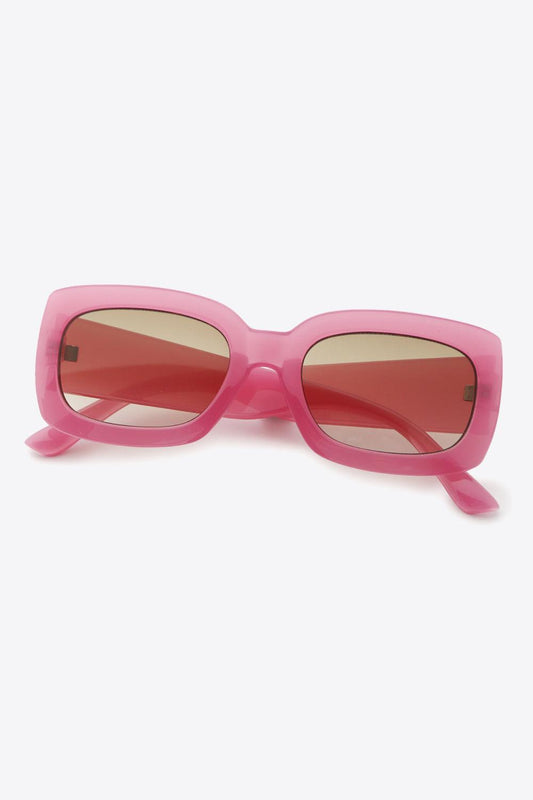 Polycarbonate Frame Rectangle Sunglasses Rouge Pink One Size