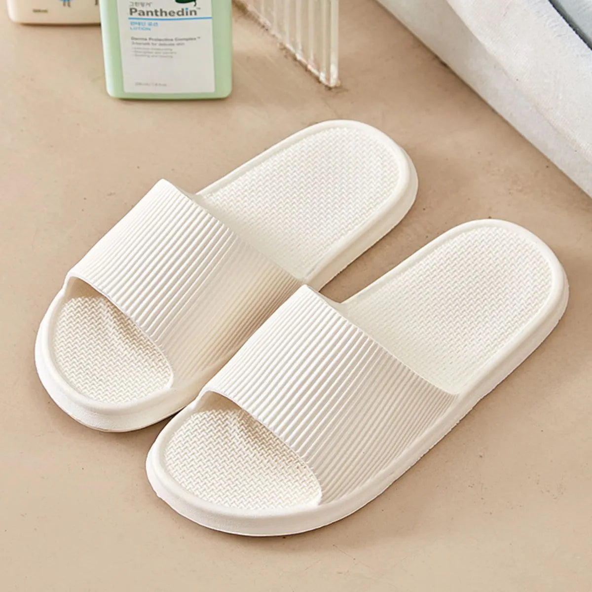Open Toe Flats Slippers White