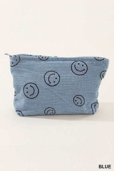 Zenana Corduroy Smile Clutch Bag Dusty Blue One Size