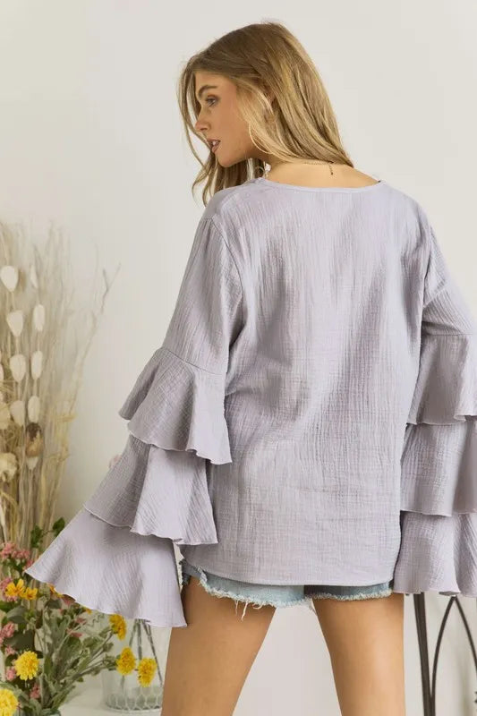 ADORA Layered Bell Sleeve Blouse